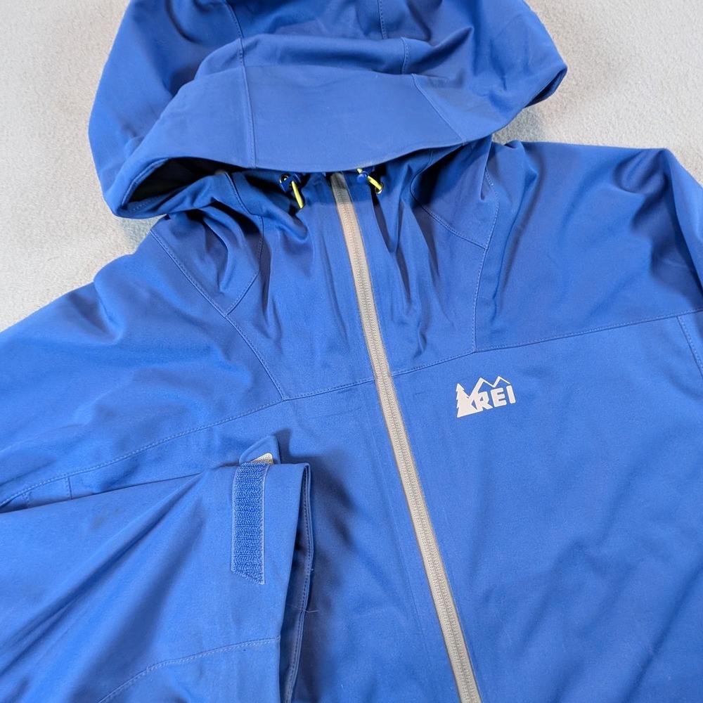 REI Elements Softshell Jacket Mens XL Blue Hooded Full Zip Outdoor Hiking